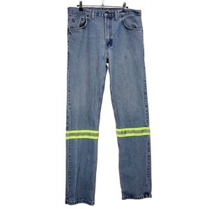 BIG BILL Mens‎ Denim Jeans Reflective Tape Workwear Straight Leg Blue Size 36x36